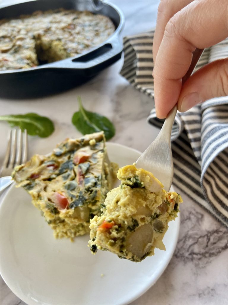 one bite of vegan frittata