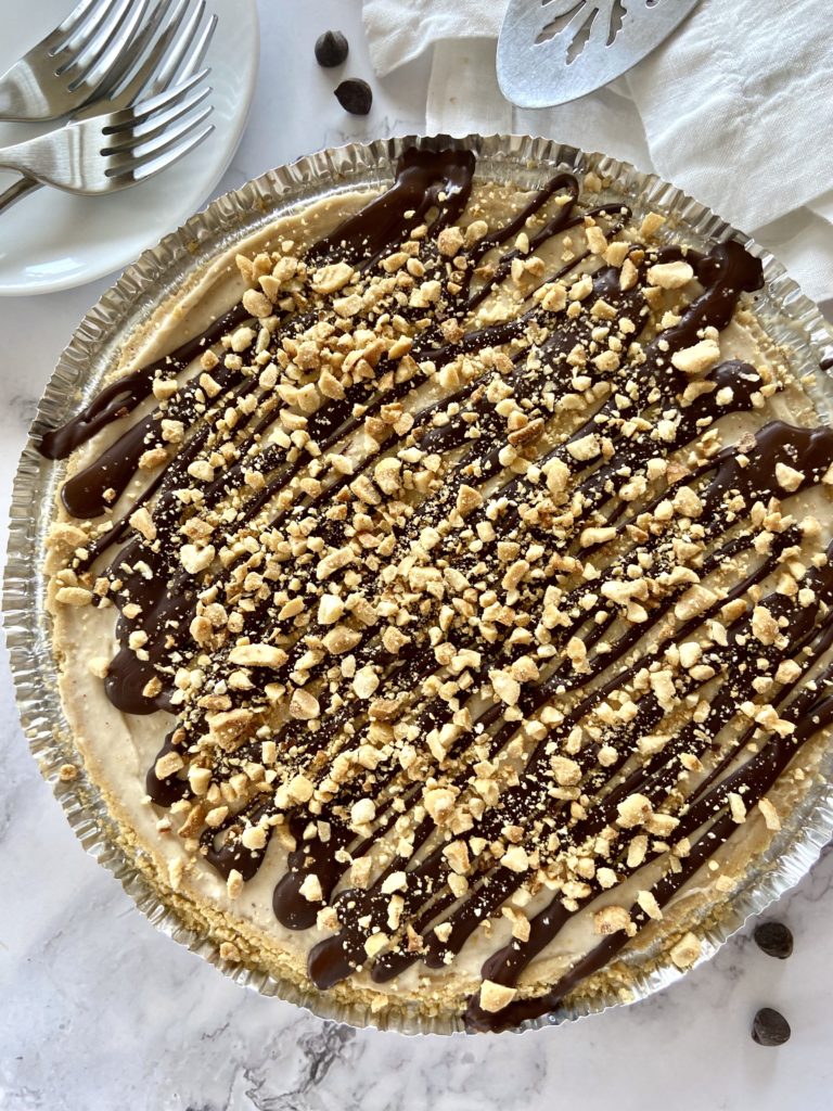 vegan peanut butter pie overhead